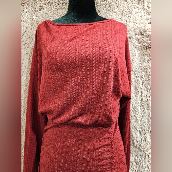 CUPSHE Women's Knit Red Wine Dress - Picture 8 of 16